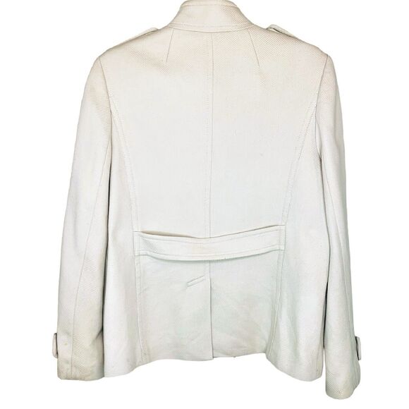 Banana Republic Women's 100% Cotton Military Cadet Jacket Size Large Ivory Cream - Picture 2 of 10